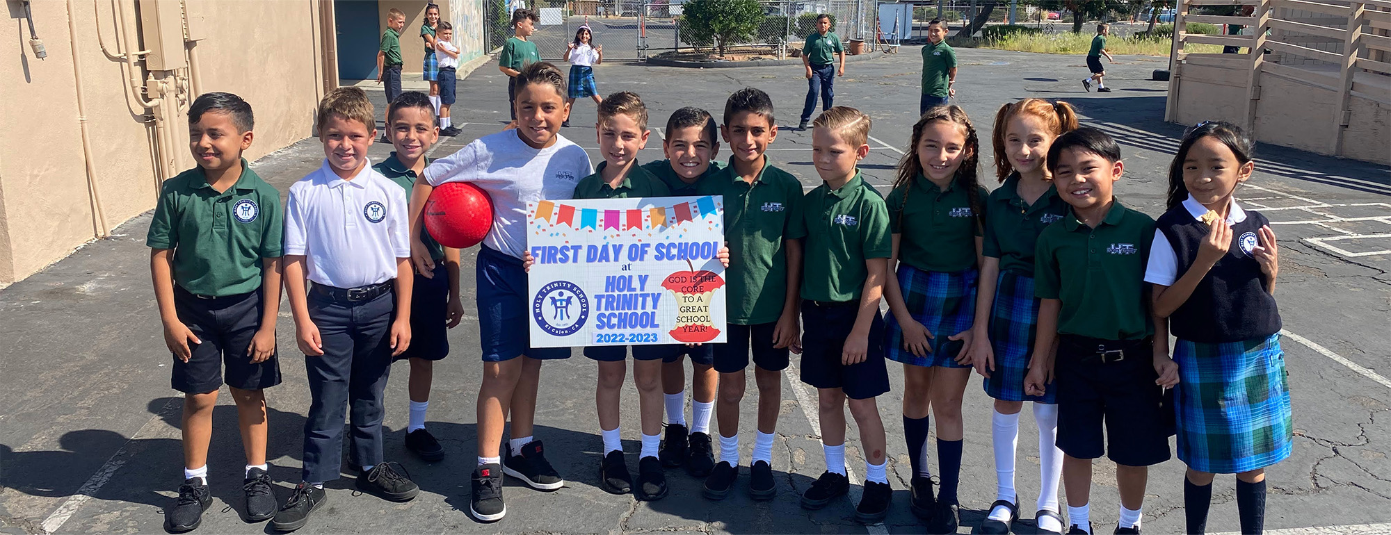 Students on playground on first day of school